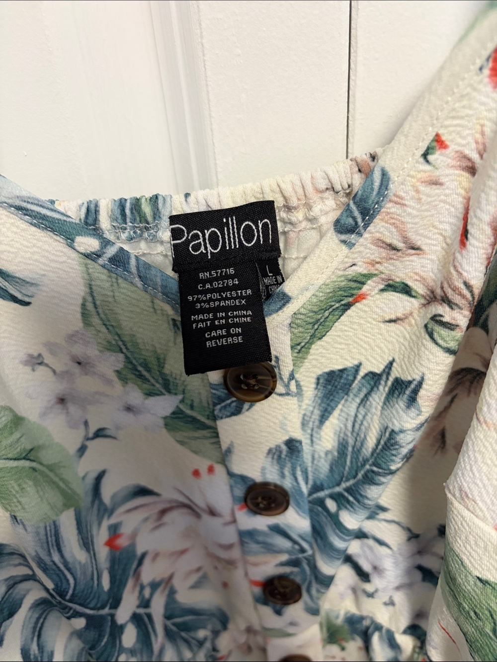 Papillon Blanc - White Floral Button-Front Midi Dress - Picture 4 of 4